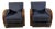 Art Deco Armchairs in Walnut Burl and Navy Blue Striped Velvet, 1930s, Set of 2 For Sale