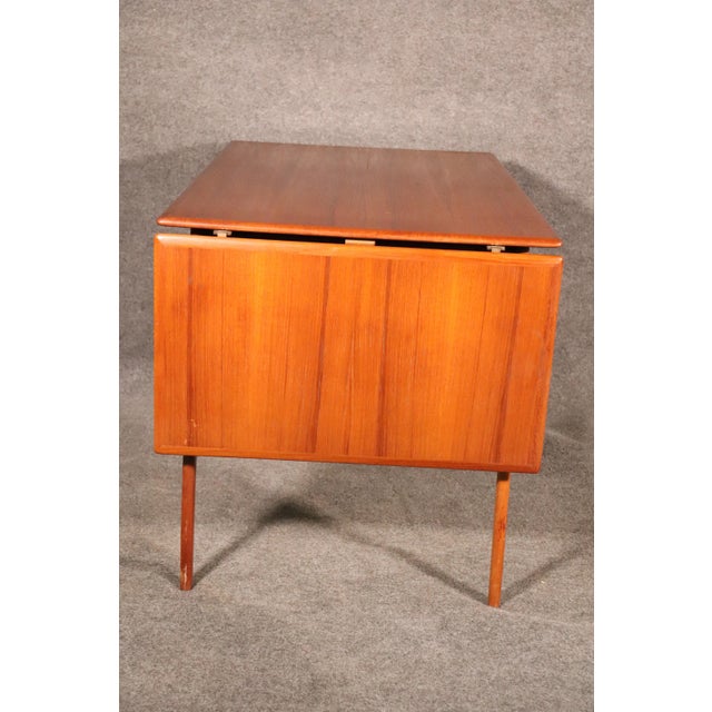 Burnt Orange Mid 20th Century Danish Extending Desk For Sale - Image 8 of 9