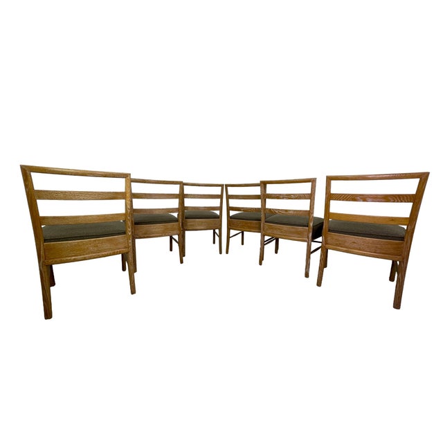 Mid-Century Modern Mid 20th Century Set of 6 Danish Modern Cerused Oak Dining Chairs, Reupholstered For Sale - Image 3 of 14