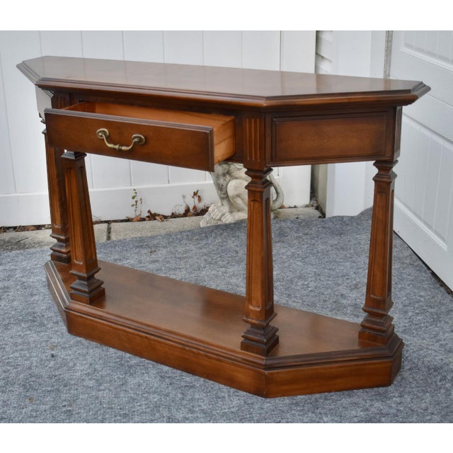 Vintage Ethan Allen Cherry Wood Console Table Entryway Sofa 1 Drawer For Sale - Image 12 of 17