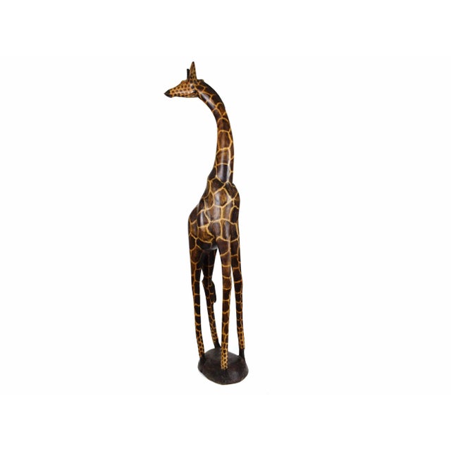 Figurative Mid 20th Century Tall Heavy Hand Carved Giraffe Floor Sculpture For Sale - Image 3 of 13