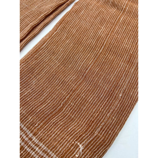 100% Cotton Towel Napkin Fabric Orange Brown Coral White Stripes Handmade Handspun Large Natural Organic Set of Two (2) For Sale - Image 11 of 13