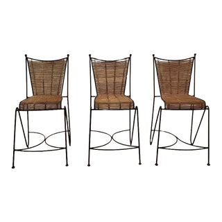 1960s Pipsan Saarinen Swanson Iron Cane Mid-Century Modern Barstools - Set of 3 For Sale