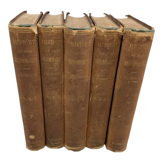 19th‑Century 5‑Volume Antique Book Set - History of the Reformation, J. H. Merle D’Aubigné - Christianity, History Buffs, Book Collectors - See Pics! For Sale