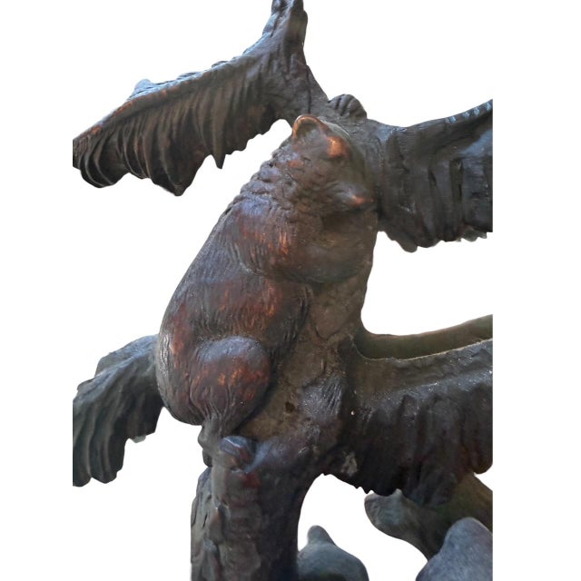 Black Forest Bear Mirror Swiss Carving For Sale - Image 4 of 14