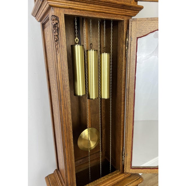 Vintage Grandfather Clock in Oak For Sale - Image 10 of 17