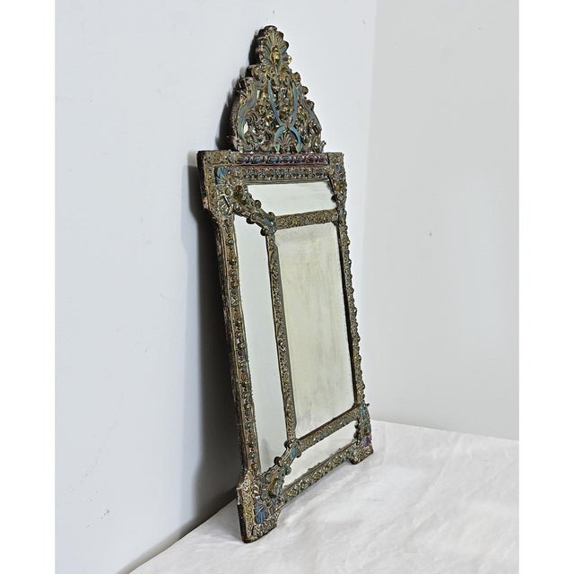 French 19th Century Petite Brass Cushion Mirror For Sale In Baton Rouge - Image 6 of 11