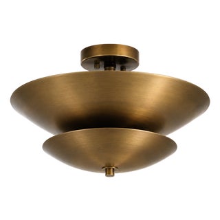 Minimalist Antique Brass Flush Mount Ceiling Light,Handmade Brass Low Ceiling Light, Mid Century Saucer Light for Bedroom Hallway Entryway For Sale