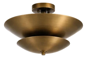 Minimalist Antique Brass Flush Mount Ceiling Light,Handmade Brass Low Ceiling Light, Mid Century Saucer Light for Bedroom Hallway Entryway