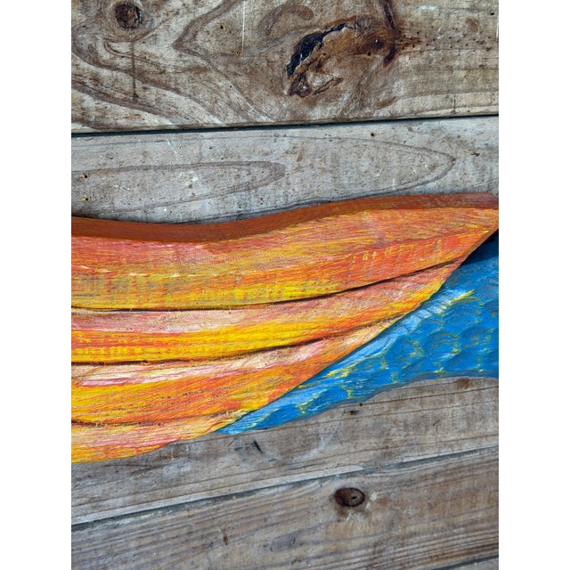 Vintage Hand-Carved Coastal Folk Art Mermaid Wall Sculpture For Sale In Naples, FL - Image 6 of 12