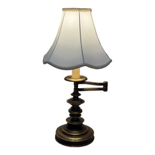Vintage Solid Brass Metal Hollywood Regency Style Table Lamp Heavy Armed Extends For Sale