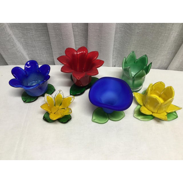 Vintage Italian Glass Flower Candle Holders Set of 6 Chairish