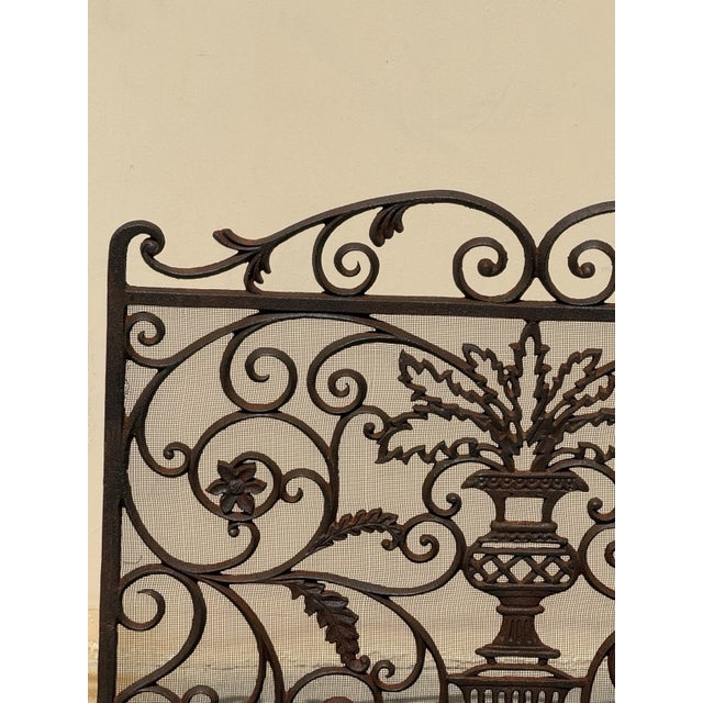 Vintage Cast Iron Decorative Fireplace Screen For Sale - Image 10 of 10
