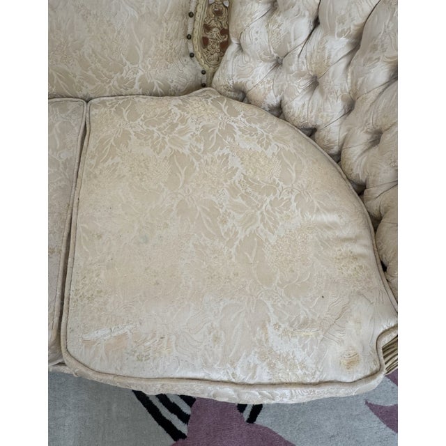 Vintage French Louis XV–Style Carved Sofa Carved Solid Wood Frame For Sale - Image 6 of 9