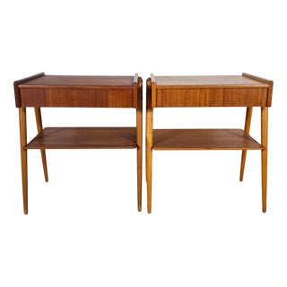 Vintage Danish Teak Bedside Tables, 1960s, Set of 2 For Sale