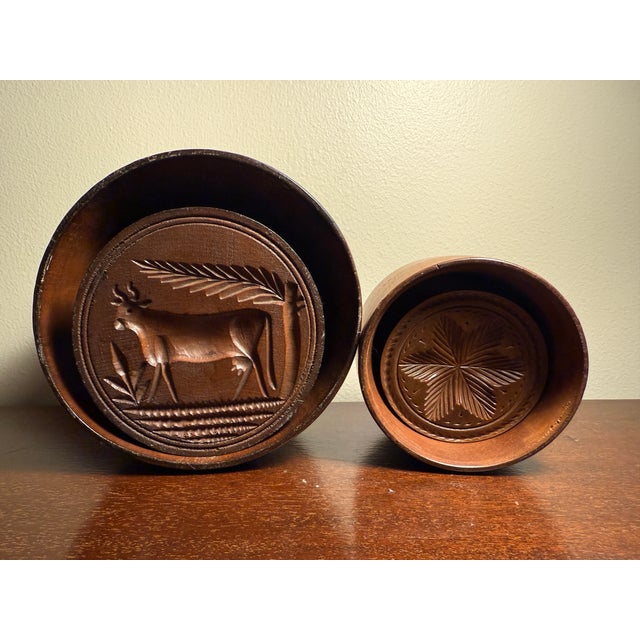 Wood Antique Carved Snowflake Butter Mold For Sale - Image 7 of 8