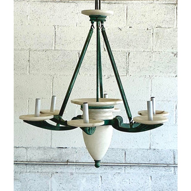 Nulco Lighting Vintage Boho Nulco Alabaster Chandelier For Sale - Image 4 of 9