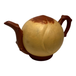 Vintage Chinese Yixing Peach Cadogan Upside Down Ceramic Water Teapot