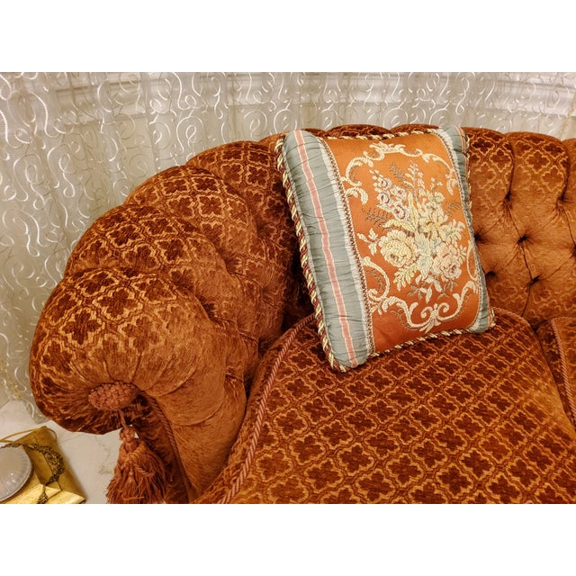 Textile Velvet Burnt Orange Round Sofa For Sale - Image 7 of 7