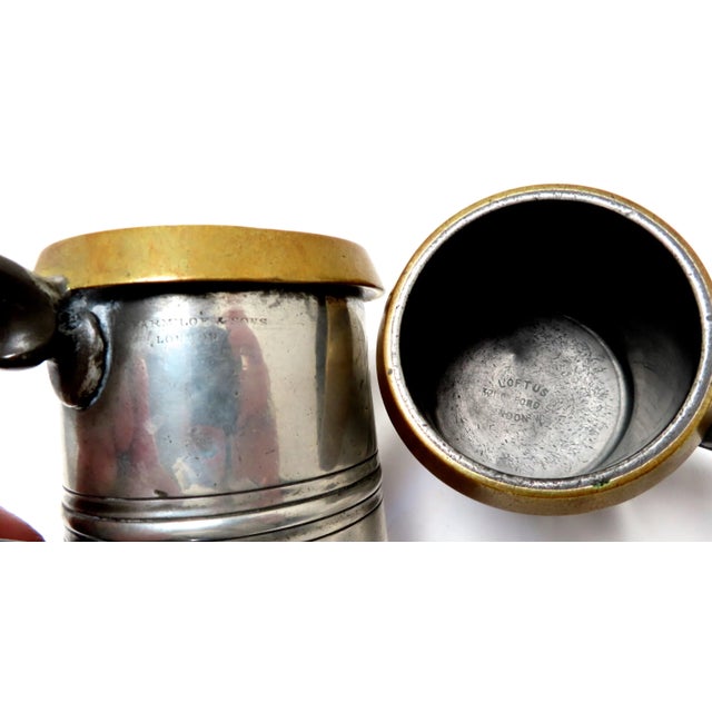 Slate Gray Authentic Matched Set of 3 London Pewter & Brass Imperial Measures Circa Mid 19th Century For Sale - Image 8 of 13