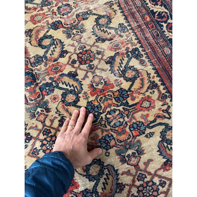 Persian 1920s Water Garden in Creamy Buttery Honey-Beige Rug 4.8 x 6.8 For Sale - Image 3 of 11