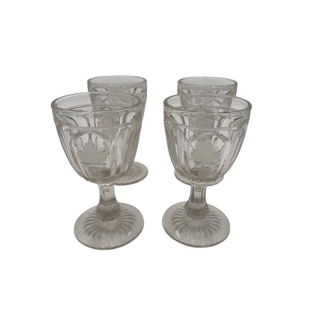 Glass Set of 4 Late 20th Century Boston Sandwich Magnet and Grape Wine Goblets, Reproduction From the Metropolitan Museum of Art For Sale - Image 7 of 11