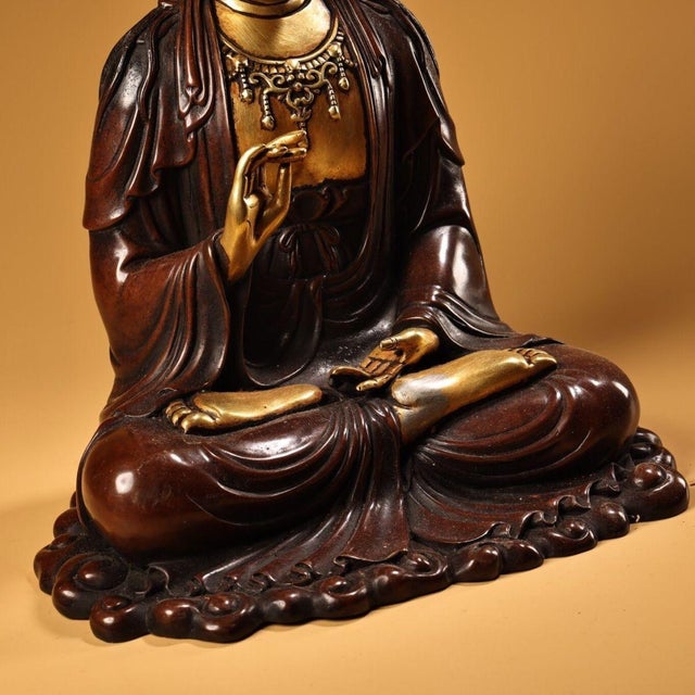 Late 20th Century Gilt Bronze Figure of a Seated Guanyin Bodhisattva For Sale - Image 9 of 10