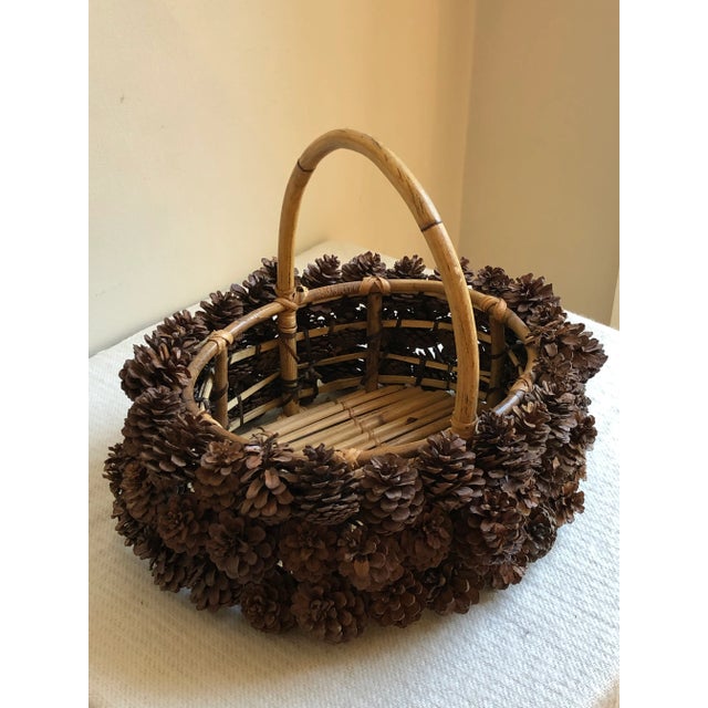Late 20th Century Rustic Adirondack Pine Cone Basket For Sale - Image 5 of 13