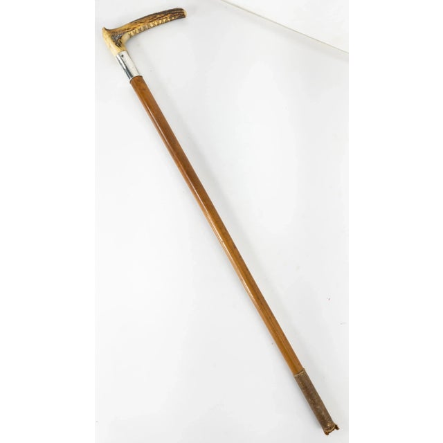 20th Century Sterling Silver and Stag Horn Antler Riding Crop | Chairish