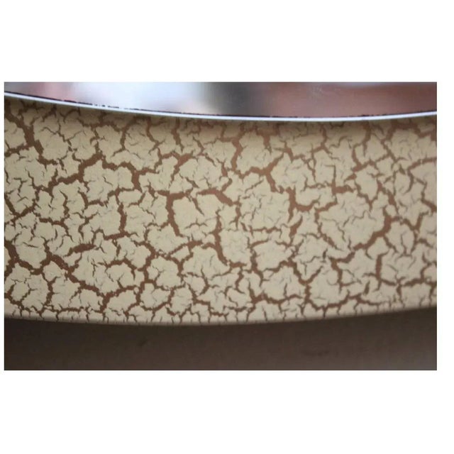 Wood Glam Vintage Modern Ivory Crackle Round Revolving Spinning Mirror- Limited Edition- Signed by Design For Sale - Image 7 of 10