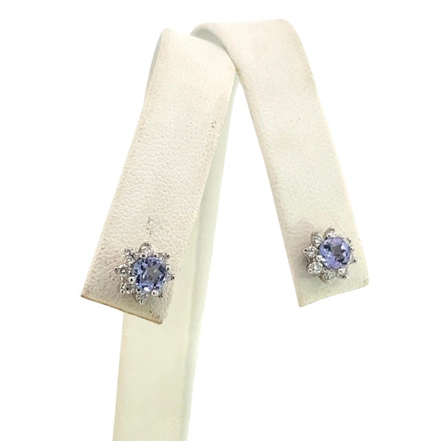 Blue Natural Sapphire Diamond Halo Stud Earrings 14k WG 1.02 TCW Certified For Sale - Image 8 of 10