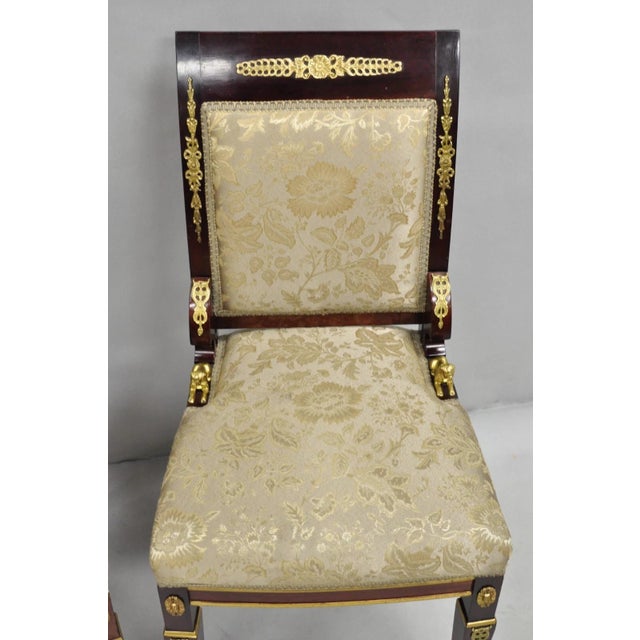 Late 20th Century Vintage French Empire Mahogany Side Chairs With Bronze "Sphinx" Ormolu - A Pair For Sale - Image 5 of 12