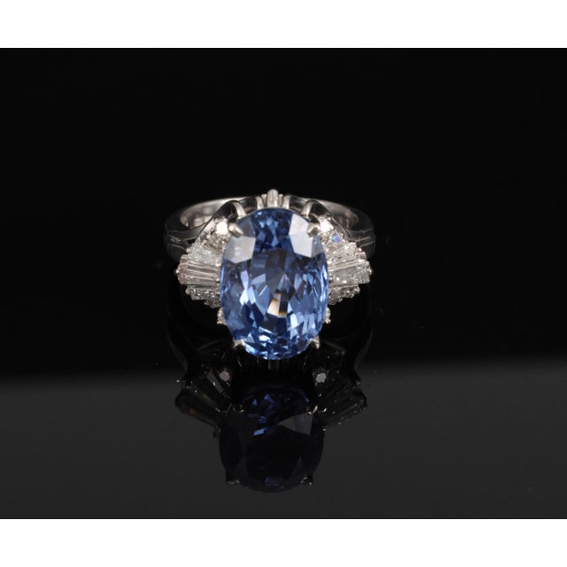 Late 20th Century Fine 9.91ct Gia Ceylon No Heat Sapphire 0.74ct Diamond Platinum Ring Size 6.25 For Sale - Image 10 of 18