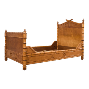 19th Century English Aesthetic Movement Faux Bamboo Maple Bed