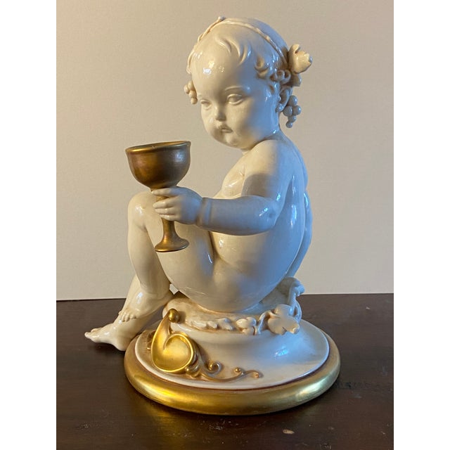 Vintage Giuseppe Cappe Baby Cherub Porcelain Sculpture Statue For Sale - Image 4 of 15