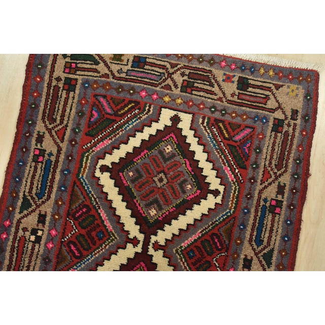 Hamedan Runner 2’9” X 9’4” Red Wool Vintage Tribal Hand-Knotted Oriental Rug For Sale In Philadelphia - Image 6 of 14