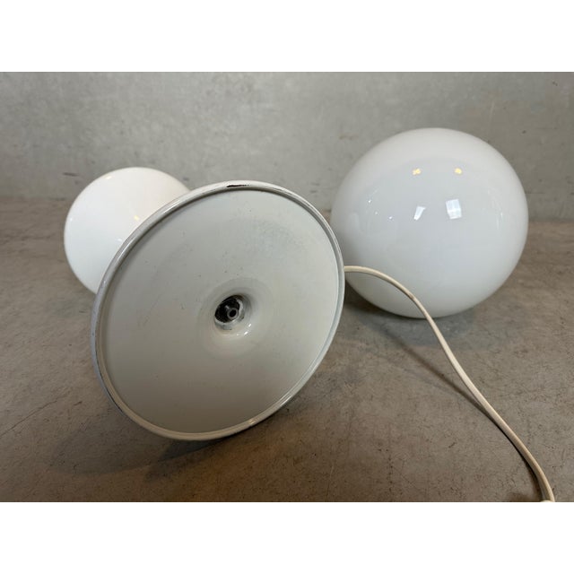 Vintage Tulip Table Lamp in Metal and Opaline For Sale - Image 6 of 10