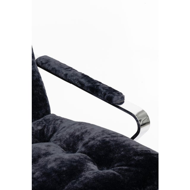 Bernhardt 1970s Bernhardt Flair Flat Bar Chrome and Crushed Velvet Armchair For Sale - Image 4 of 8