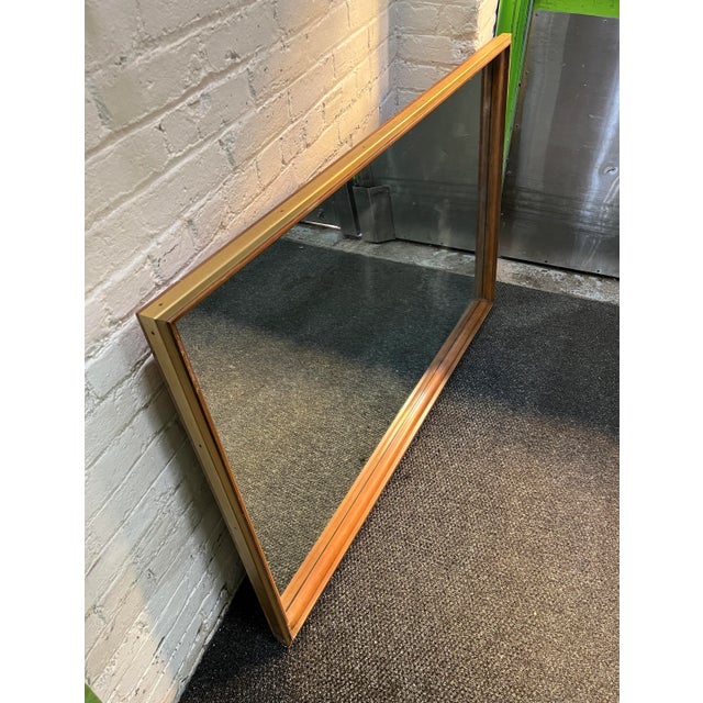 1950s 1950s John Widdicomb Cherry Wood and Brass Mirror (Signed) For Sale - Image 5 of 10