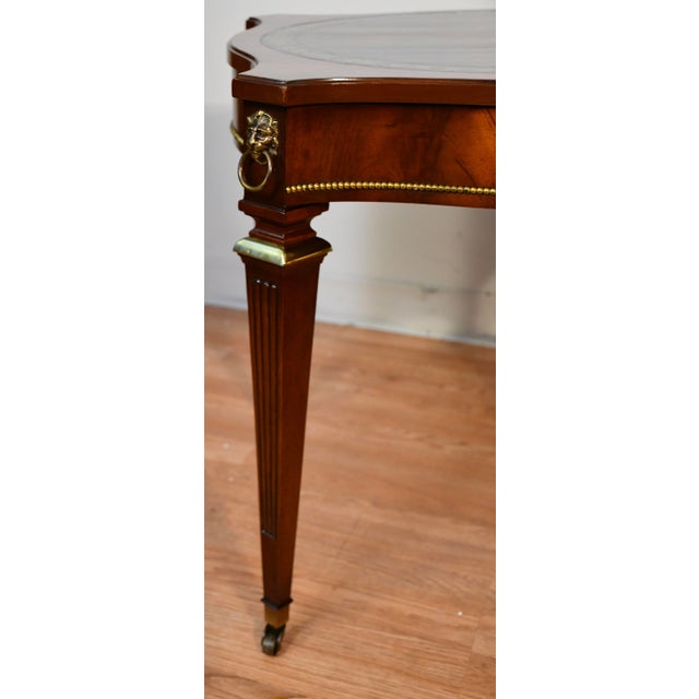 1930 Weiman English Regency Mahogany Leather Top Set Coffee Table & Side Tables For Sale - Image 18 of 18