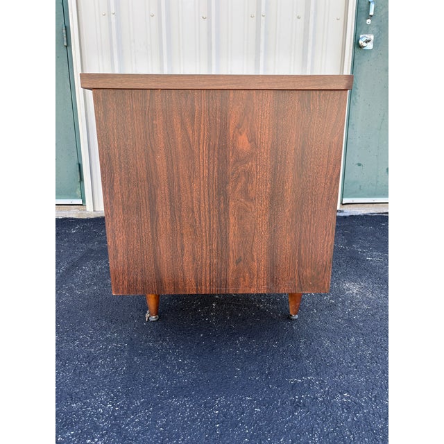 Brown 1970s Mid-Century Modern Walnut Kneehole Tanker Desk For Sale - Image 8 of 12