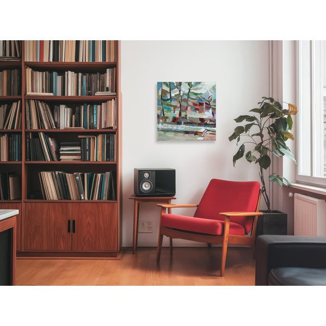 Textile That House - Abstract Color Drenched Landscape Textural Impasto Oil Painting Original Artwork by Dana Cowie For Sale - Image 7 of 9