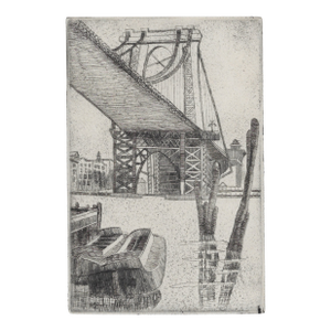 1930s Hyman Katz Brooklyn Bridge Etching