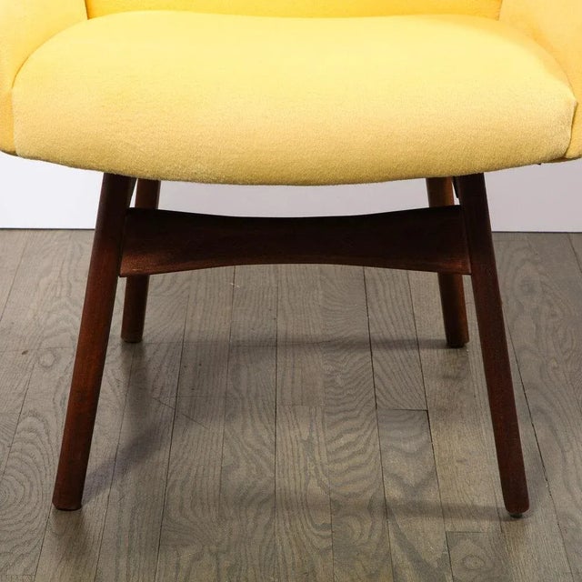 Mid Century Walnut Back Chair in Yellow Loro Piana Cashmere by Adrian Pearsall For Sale In New York - Image 6 of 13