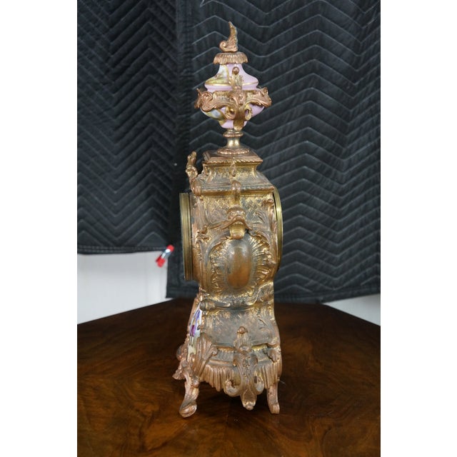 Early 20th Century Antique French Louis XV Rococo Sèvres Style Hand Painted Porcelain Mantel Clock For Sale - Image 5 of 18