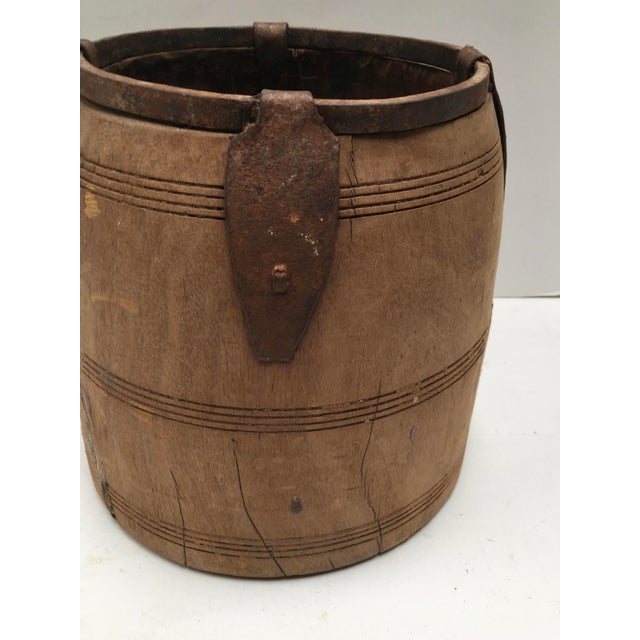 Antique Primitive Handmade Wood and Metal Grain Bucket Chairish