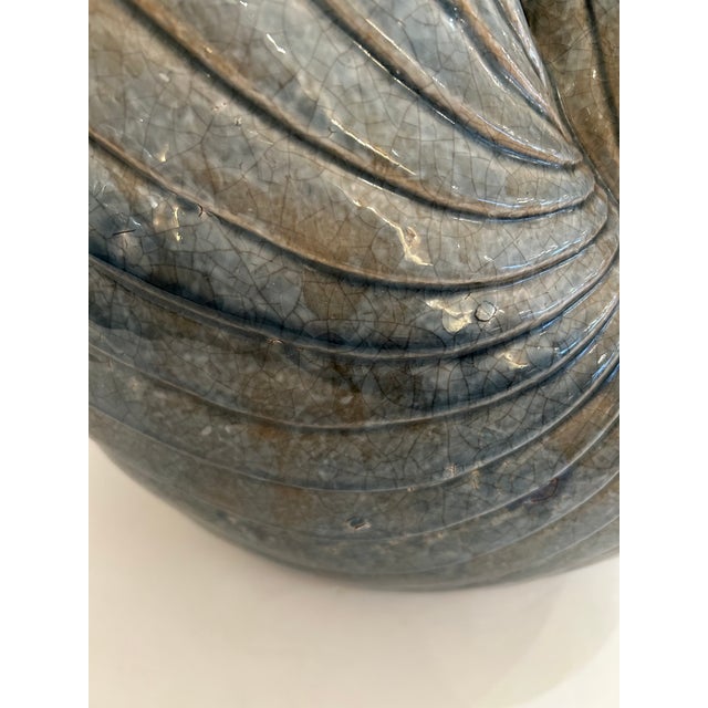 Large Ceramic Grey Nautilus Shell Sculpture For Sale - Image 9 of 12