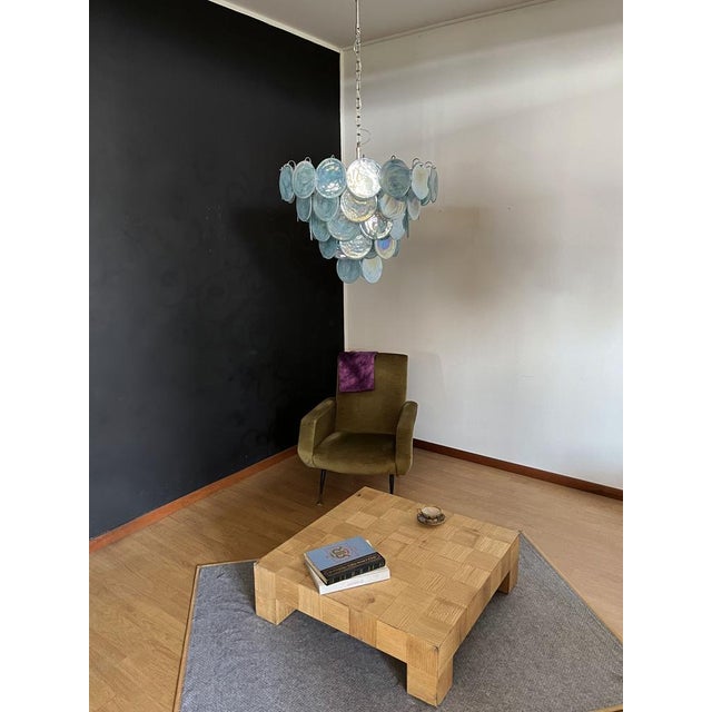 Space Age Murano Chandelier with 57 Blue Albaster Iridescent Glasses, 1990s For Sale - Image 14 of 18