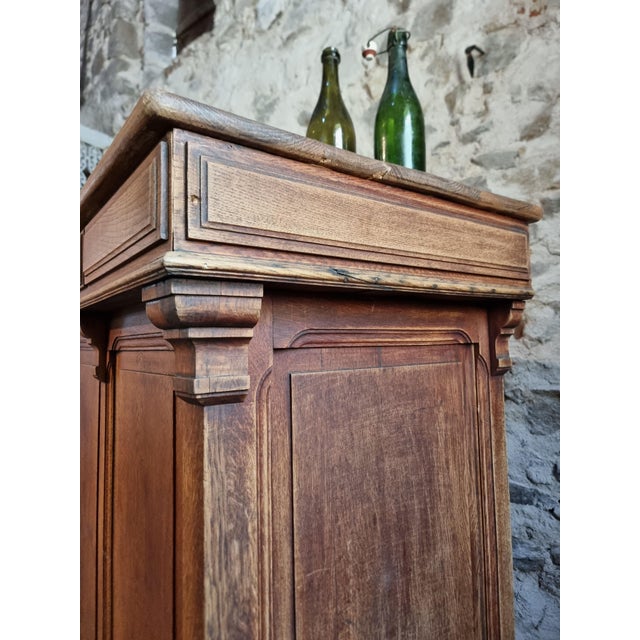 Wood Antique French Oak Shop Counter Kitchen Island on Castors, 1880 For Sale - Image 7 of 18