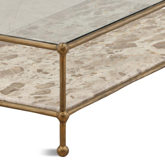 2020s Caspian Marble & Brass Tiered Coffee Table For Sale - Image 5 of 5